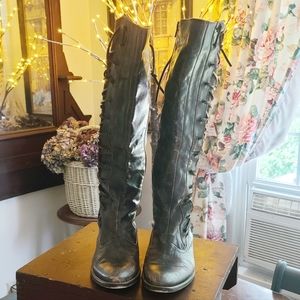 Free people distress Dark brown knee High leather boots